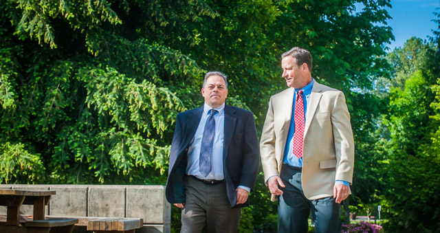 John Turman and Eric Cheney at Riverfront Park in Corvallis